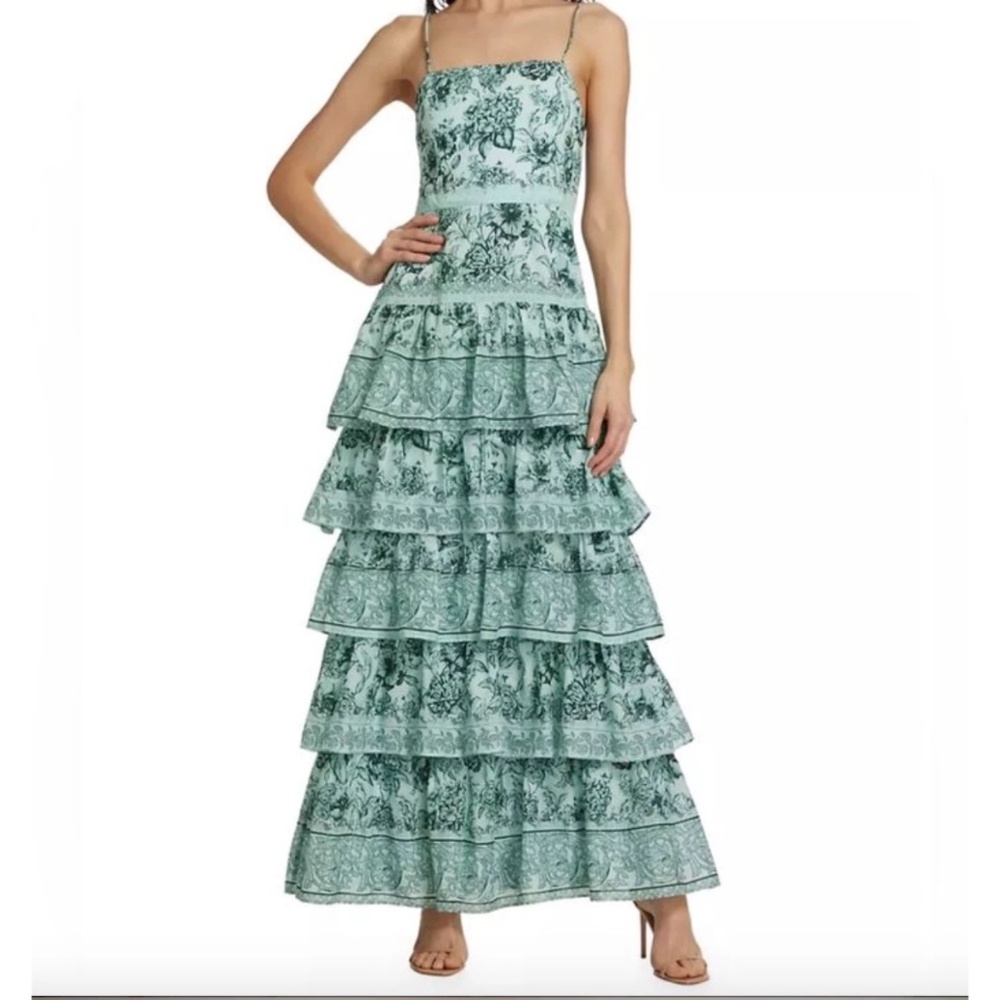 Alice + Olivia Valencia Floral Cotton Maxi Dress Journey Floral Julep size 12